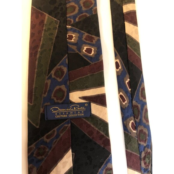 Oscar De La Renta Couture Collection Silk Tie Geometric Mens Necktie Office Gift - Picture 5 of 8